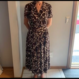 Brown and white dress